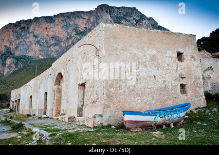 La Tonnara del Secco (Thunfisch Fisherie) in der Nähe von San Vito lo Capo in der Provinz von Trapani, Sizilien. Stockfoto