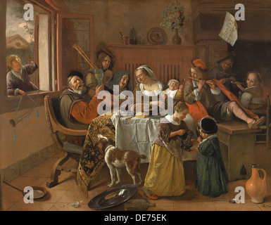 Die fröhliche Familie, 1668. Künstler: Steen, Jan Havicksz (1626-1679) Stockfoto