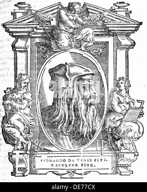 Leonardo da Vinci. Von: Giorgio Vasari, das Leben der am meisten ausgezeichneten italienischen Malern, Bildhauern und Architekten, 1568. Künstler: Anonym Stockfoto