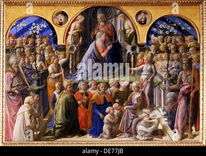 Die Krönung der Jungfrau Maria, zwischen 1439 und 1447. Künstler: Lippi, Fra Filippo (1406-1469) Stockfoto