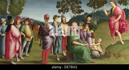 Saint John die Täufer predigt (die Ansidei Altarbild, San Fiorenzo, Perugia), 1505. Künstler: Raffael (1483-1520) Stockfoto