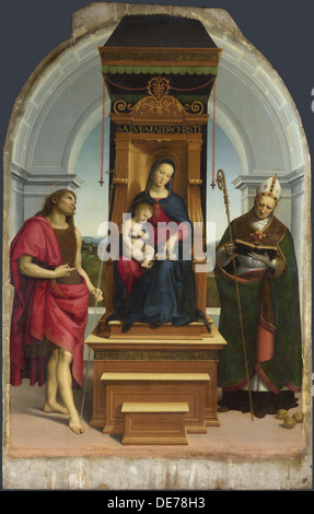 Die Madonna mit Kind, Johannes dem Täufer und der hl. Nikolaus von Bari (Die ansidei Madonna), 1505. Artist: Raphael (1483-1520) Stockfoto