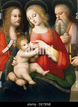 Madonna mit Kind und Heiligen Johannes dem Täufer und Jerome, Anfang des 16. Jahrhunderts. Künstler: Piccinelli, Andrea (ca. 1485-1519) Stockfoto