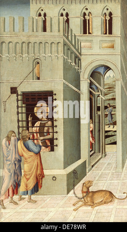 Johannes der Täufer im Gefängnis von zwei Jüngern, 1455-1460 besucht. Künstler: Giovanni di Paolo (ca 1403-1482) Stockfoto