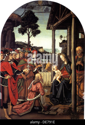 Die Anbetung der Könige, ca. 1470-1480. Künstler: Perugino (ca. 1450-1523) Stockfoto