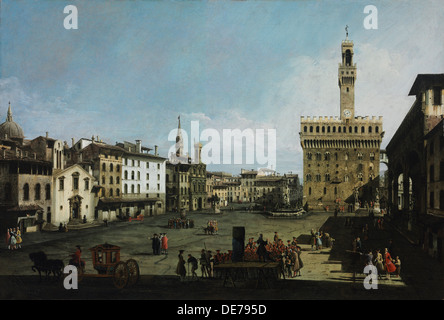 Die Piazza della Signoria in Florenz, 1742. Künstler: Bellotto, Bernardo (1720-1780) Stockfoto