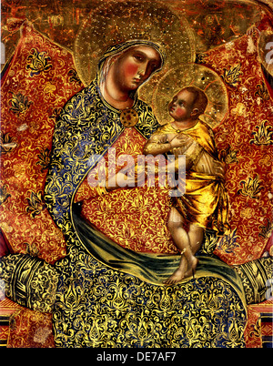 Madonna und Kind mit zwei Engeln inthronisiert. Künstler: Veneziano, Paolo (ca. 1330-ca 1360) Stockfoto