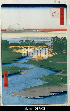 Horie und Nekozane (100 berühmte Ansichten von Edo), 1856-1858. Künstler: Hiroshige, Utagawa (1797-1858) Stockfoto