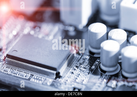 Elektronische Schaltung Chip auf Platine Stockfoto