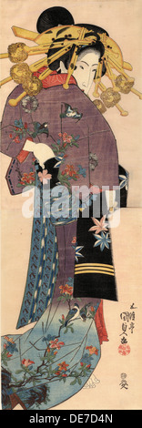 Eine stehende Bijin, ca. 1820. Künstler: Kunisada (Toyokuni III), Utagawa (1786-1865) Stockfoto