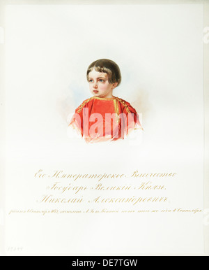 Portrait von tsarevich Nicholas Alexandrowitsch von Russland (1843-1865) (Aus dem Album der Kaiserlichen Horse Guards), 1846-1849. Artist: Hau (Gau), Vlad Stockfoto