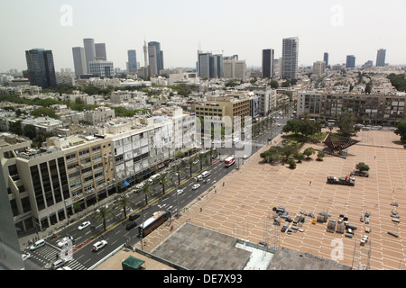 Rabin-Platz gesehen vom Dach des Rathauses, Tel Aviv, Israel Stockfoto