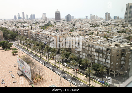 Rabin-Platz gesehen vom Dach des Rathauses, Tel Aviv, Israel Stockfoto