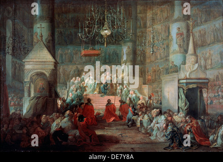 Die Krönung der Kaiserin Katharina II. von Russland am 12. September 1762, 1777. Stockfoto