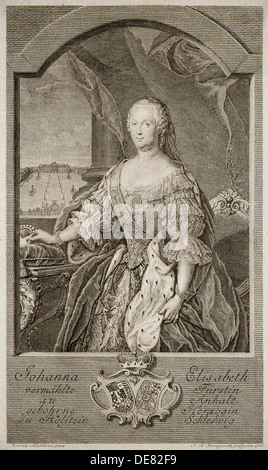 Porträt von Johanna-Elisabeth, Kurfürstin von Anhalt-Zerbst (1712-1760), Mutter von Katharina II., 1756. Stockfoto