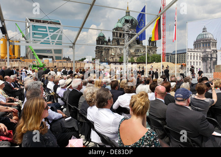 Berlin, Deutschland, den Grundstein für das Berliner Schloss Humboldt-Forum Stockfoto