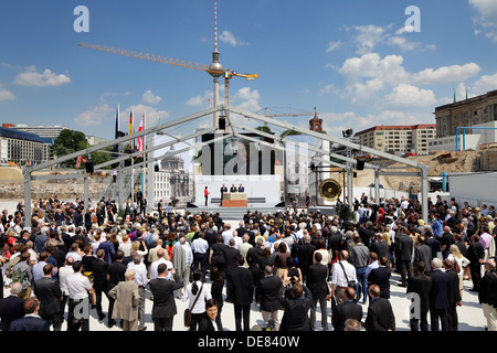 Berlin, Deutschland, den Grundstein für das Berliner Schloss Humboldt-Forum Stockfoto