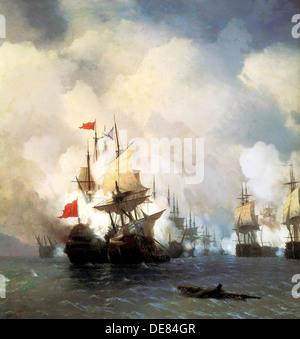 Die Seeschlacht von Chesma am 5. Juli 1770', 1848. Stockfoto