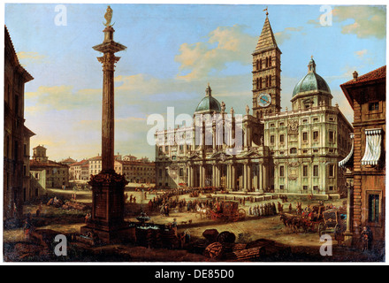 "Die Piazza und die Kirche Santa Maria Maggiore in Rom", 1739. Künstler: Bernardo Bellotto Stockfoto