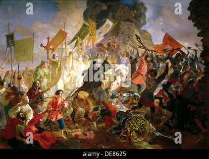 "Die Belagerung von Pskov von Stephen Bathory im Jahre 1581', 1839-1843. Artist: Bril Stockfoto