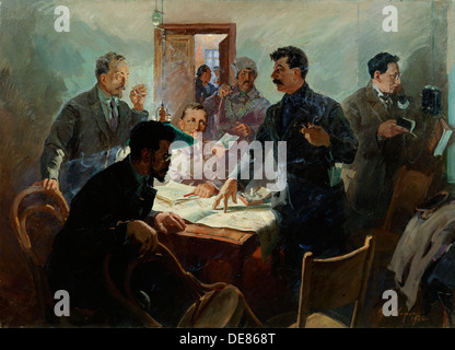 "Die Mitarbeiter der Oktoberrevolution", 1934.  Künstler: Vasili Svarog Stockfoto