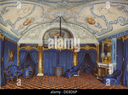 Innenräume des Winterpalais. Die vierte reservierten Wohnung. Ein Schlafzimmer, 1868. Künstler: Hau, Eduard (1807-1887) Stockfoto