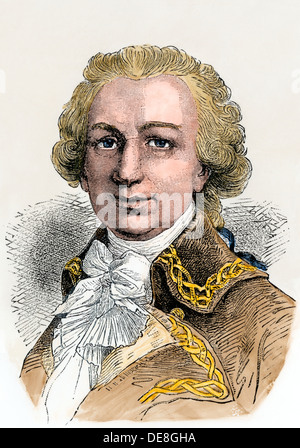 Louis-Antoine de Bougainville portrait. Hand - farbige Holzschnitt Stockfoto