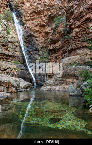 Hohen Wasserfall herunterfallen einer Klippe in einen Pool, Swartberg Bergkette, Western Cape, Südafrika Stockfoto