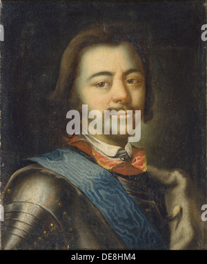 Porträt des Kaisers Peter i. der große (1672-1725), Anfang 18. Jh.. Künstler: Nikitin, Ivan Nikitich (1680er Jahren nach 1742) Stockfoto