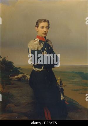 Portrait von tsarevich Nicholas Alexandrowitsch von Russland (1843 - 1865). Artist: Zaryanko, Sergei Konstantinowitsch (1818-1870) Stockfoto