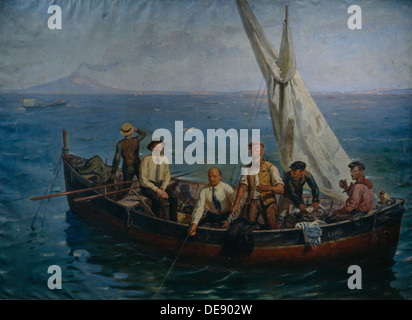 Lenin und der Autor Maxim Gorky mit den Fischern auf die Insel Capri, 1946. Künstler: Tcheptsov, Yefim Michailowitsch (1875-1950) Stockfoto