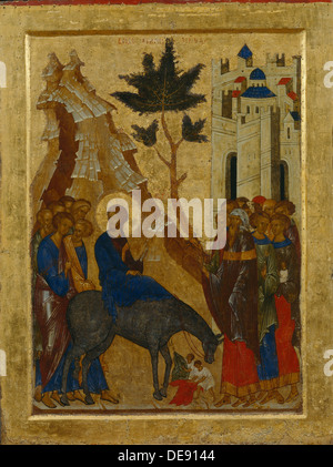 Der Eintrag von Christus in Jerusalem, 1497. Künstler: Russische Ikone Stockfoto