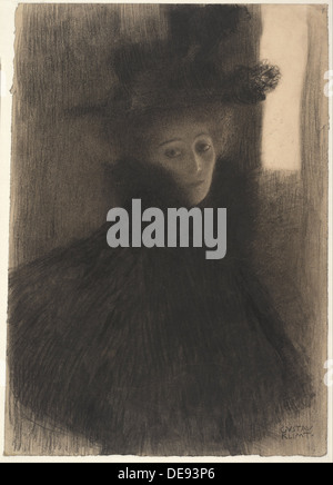 Porträt einer Dame mit Umhang und Hut, 1897-1898. Künstler: Klimt, Gustav (1862-1918) Stockfoto