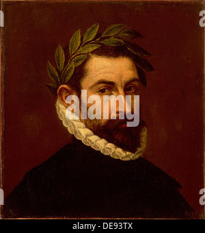 Porträt des Dichters Alonso de Ercilla y Zúñiga (1533-1594), zwischen 1576 und 1578. Künstler: El Greco, Dominico (1541-1614) Stockfoto