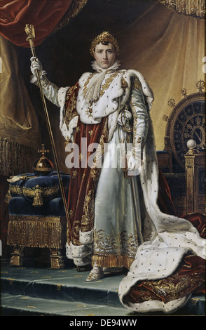 Portrait von Kaiser Napoléon Bonaparte (1769-1821) Ich in seiner Krönung Roben, ca 1804. Artist: Gérard, François Pascal Simon (1770-1837) Stockfoto