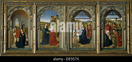 Vier Szenen aus dem Leben der Jungfrau Maria, ca. 1442-1445. Künstler: Kämpfe, Dirk (1410/20-1475) Stockfoto