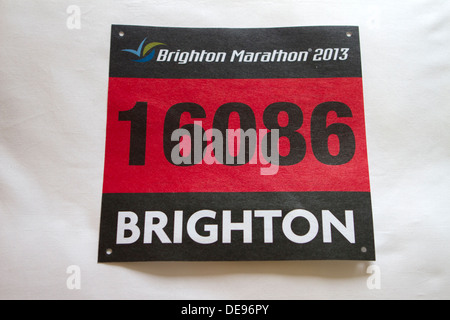 2013 Brighton Marathon Startnummer. Stockfoto