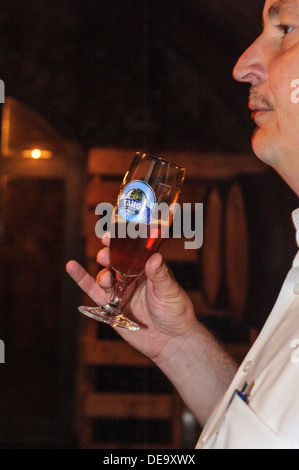 Bier-Verkostung in der Brauerei Faust, Miltenberg in Franken Bayern, Deutschland Stockfoto