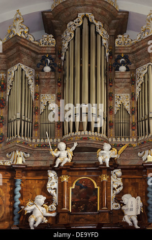 Dauphin-Orgel in der evangelischen Kirche von Kleinheubach am Main, Bayern, Deutschland Stockfoto