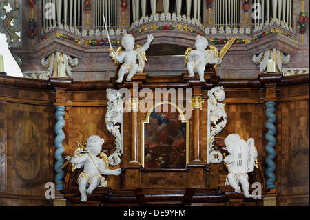 Dauphin-Orgel in der evangelischen Kirche von Kleinheubach am Main, Bayern, Deutschland Stockfoto