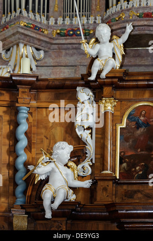 Dauphin-Orgel in der evangelischen Kirche von Kleinheubach am Main, Bayern, Deutschland Stockfoto