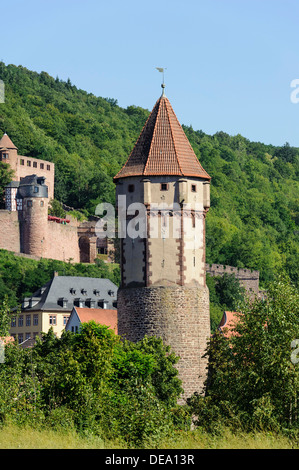 Burg und Spitzer Turm in Wertheim, Baden-Württemberg, Deutschland Stockfoto