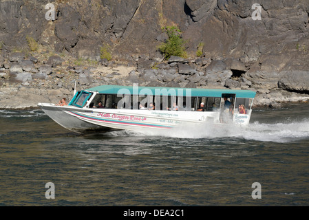 Jet Boat Tour am Snake River im Hells Canyon an der Idaho/Oregon Grenze. Stockfoto