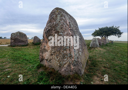 megalithische Grabstätte aus der Jungsteinzeit in der Nähe von Nobbin, Insel Rügenl, Mecklenburg-Vorpommern, Deutschland Stockfoto