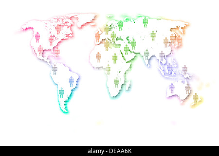 Menschen Worldmap Karte Baum Holz Wald Brief Weltvorstand schützen Planeten speichern sonnigen Wiesen Ökologie e-Mail-Umschlag generiert Stockfoto