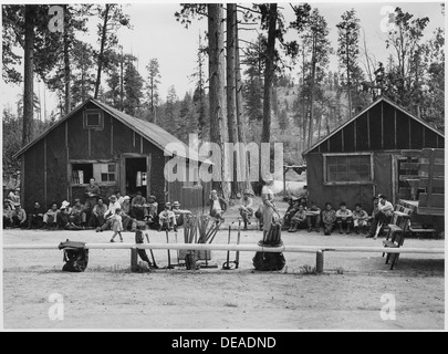 Schule im Coyote Creek CCC Camp Feuer. Pete Whitelaw ist auf die Verwendung der doppelten bitted Axt referieren. Superintendent 298704 Stockfoto