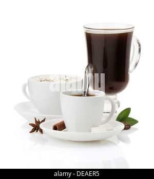 Tasse Kaffee isoliert auf weißem Hintergrund Stockfoto
