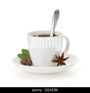 Tasse Kaffee isoliert auf weißem Hintergrund Stockfoto