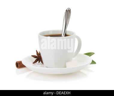 Tasse Kaffee isoliert auf weißem Hintergrund Stockfoto