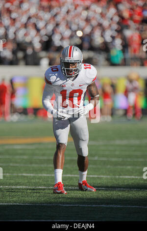 14. September 2013 - Berkeley, CA, USA - 14. September 2013 - Berkeley CA, USA - Ohio State WR # 10 Corey Brown während der NCAA Football-Spiel zwischen Ohio State Buckeyes und California Golden Bears am Memorial Stadion Berkeley Calif Stockfoto